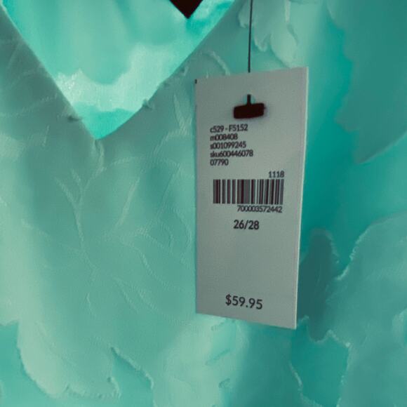 LANE BRYANT Top NWT  26/28 Long Sleeves Lined Sheer V-Neck Tie Back Burnout - Picture 14 of 14